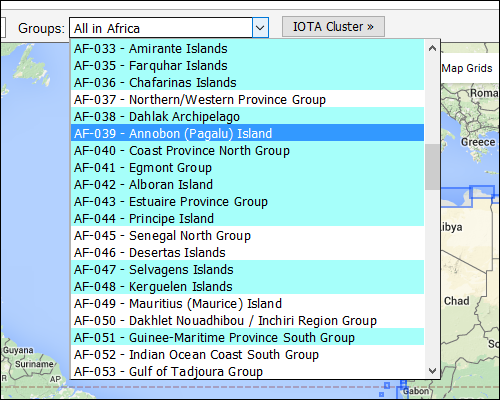 Groups dropdown list